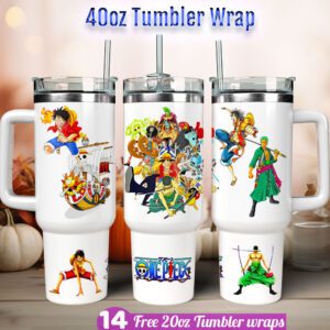 One Piece Tumbler wrap Cartoon 40 oz tumbler Sublimation Design