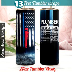 Plumber Tumbler wrap 20 oz skinny tumbler Sublimation Design