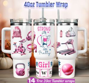 Gym Lady Tumbler wrap Gym Girl 40 oz tumbler Sublimation Design