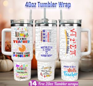 Math Teacher Tumbler wrap 40 oz tumbler Sublimation Design