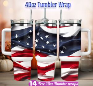 US Flag Tumbler wrap American Flag 40 oz tumbler Sublimation Design