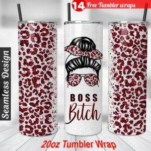 Boss Tumbler wrap Boss Bitch 20 oz skinny tumbler Sublimation Design