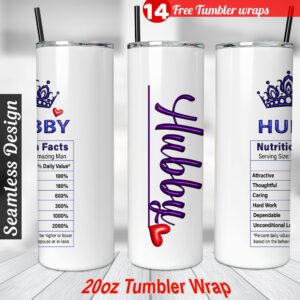 Hubby Tumbler wrap Husband 20 oz tumbler Sublimation Design