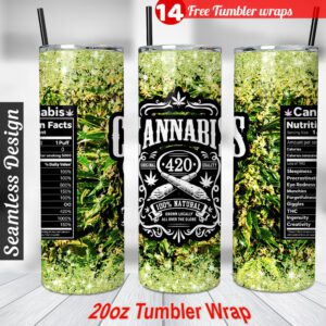 Marijuana Tumbler wrap Cannabis 20 oz tumbler Sublimation Design