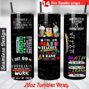 Math Teacher Tumbler wrap 20 oz tumbler Sublimation Design