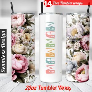 MawMaw Tumbler wrap Grand mother 20 oz tumbler Sublimation Design