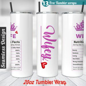 Inflated Wifey Tumbler wrap Wife Gift 20 oz skinny tumbler Sublimation Design
